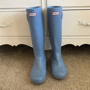 Authentic Matte Light Blue Hunter Rain Boots